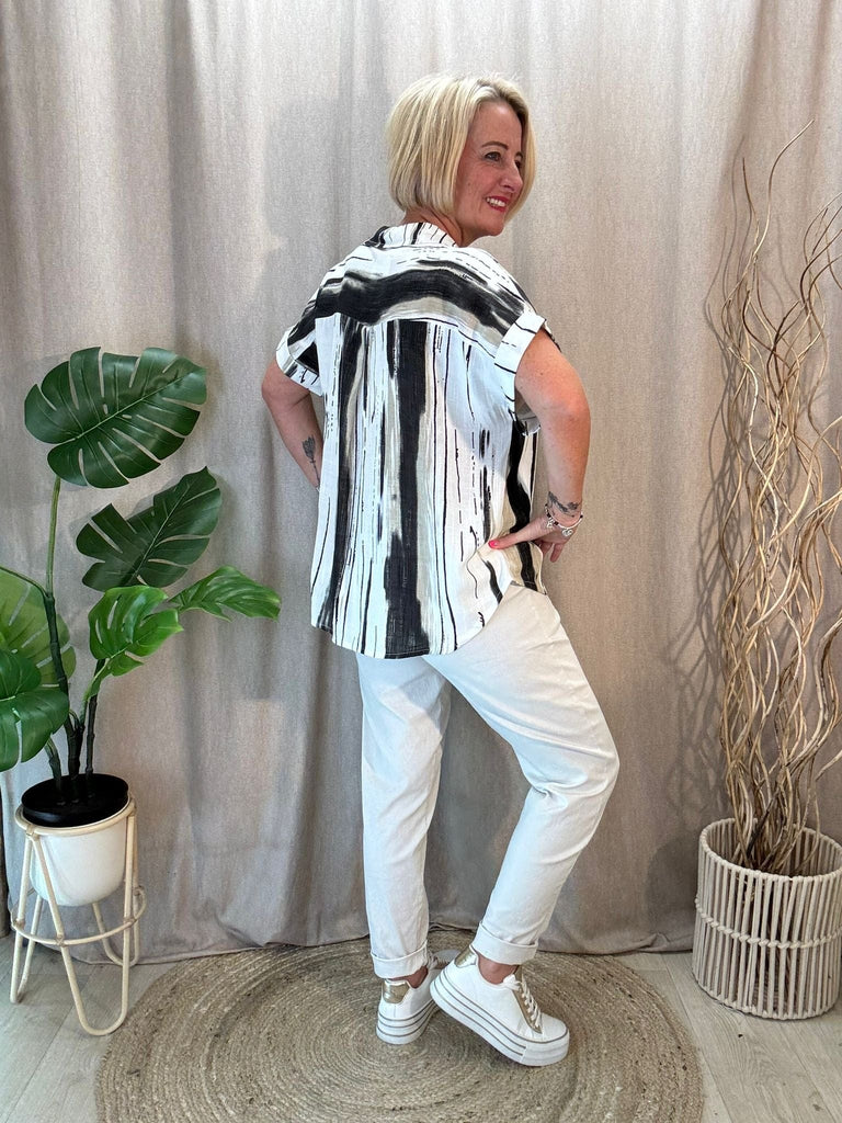 Tie Dye V Neck Collared Short Sleeve Top Be You Lifestyle Boutique