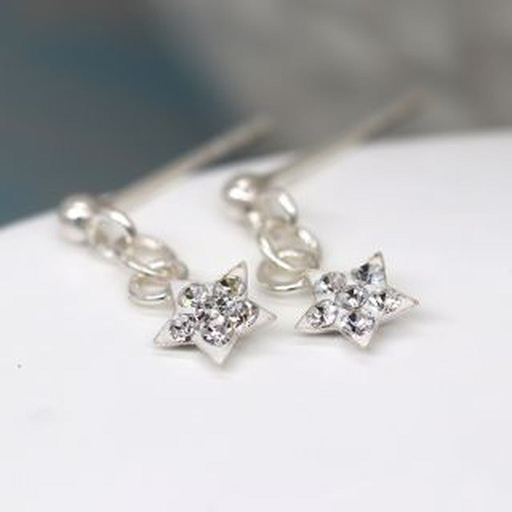 Tiny Crystal Star Earrings By Pom
