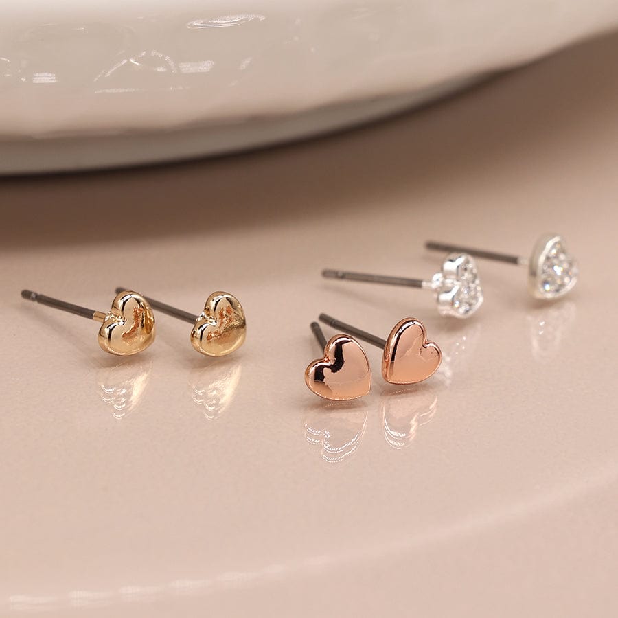 Triple Heart Studs Earrings Set By POM Gift 03226 POM