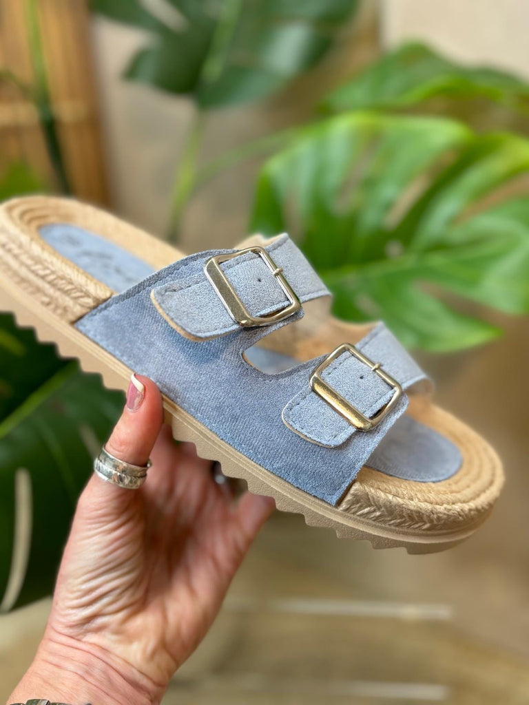 Twin Strap Buckle Slide Sandal Be You Lifestyle Boutique Blue / 3
