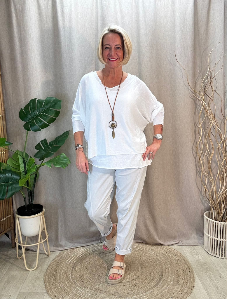 Two Piece Fine Knit Top With White Vest Be You Lifestyle Boutique
