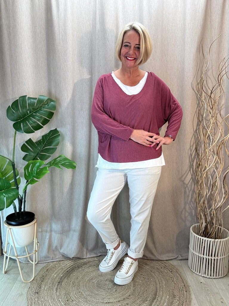 Two Piece Fine Knit Top with White Vest - Made in Italy Be You Lifestyle Boutique