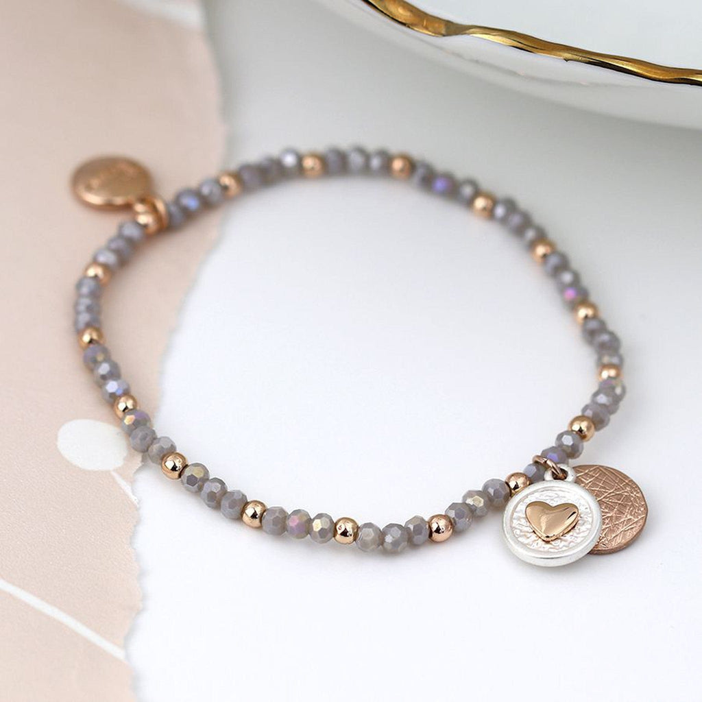 Two Tone Heart Crystal Bracelet By POM Gift 02427 Be You Lifestyle Boutique