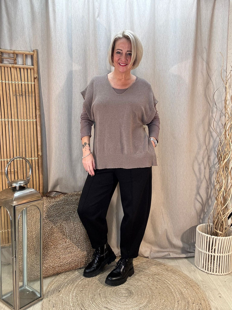 V Neck Button Side Knitted Tank Top Be You Lifestyle Boutique One Size / Mocha