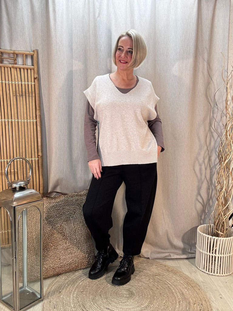 V Neck Button Side Knitted Tank Top Be You Lifestyle Boutique One Size / Beige