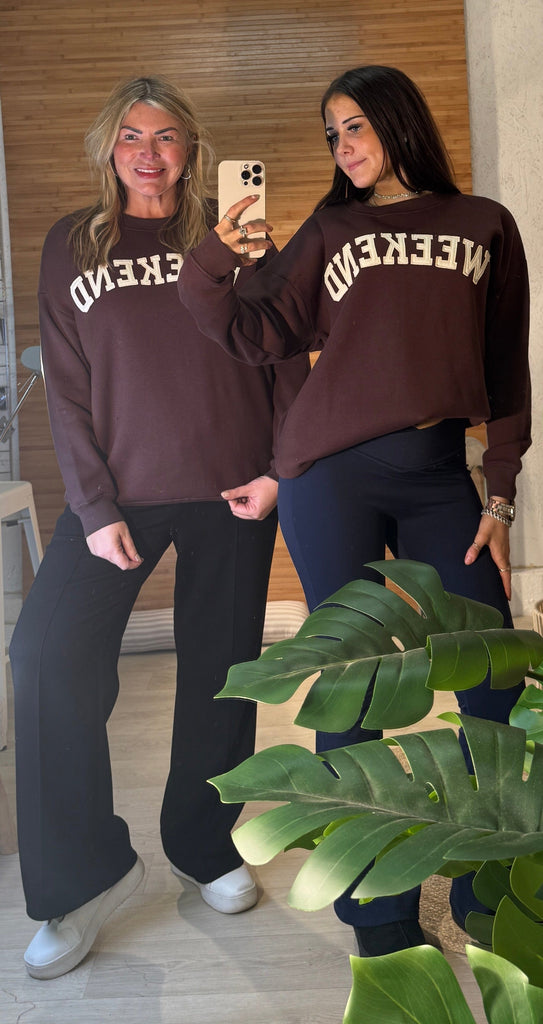 Weekend Applique Slogan Fleece Backed Sweatshirt Be You Lifestyle Boutique