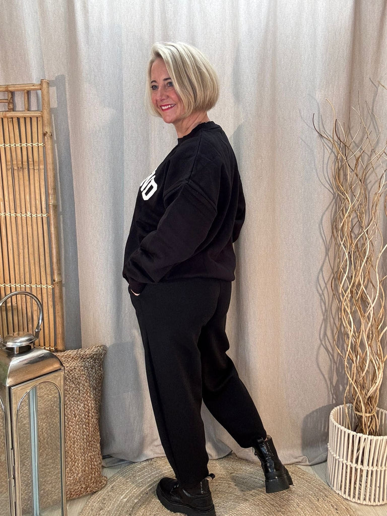 Weekend Applique Slogan Fleece Backed Sweatshirt Be You Lifestyle Boutique