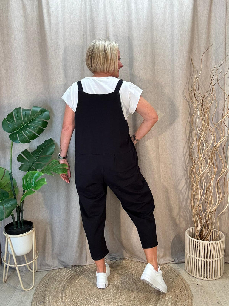Women’s Knotted Jersey Dungarees With Pockets Be You Lifestyle Boutique One Size / Black