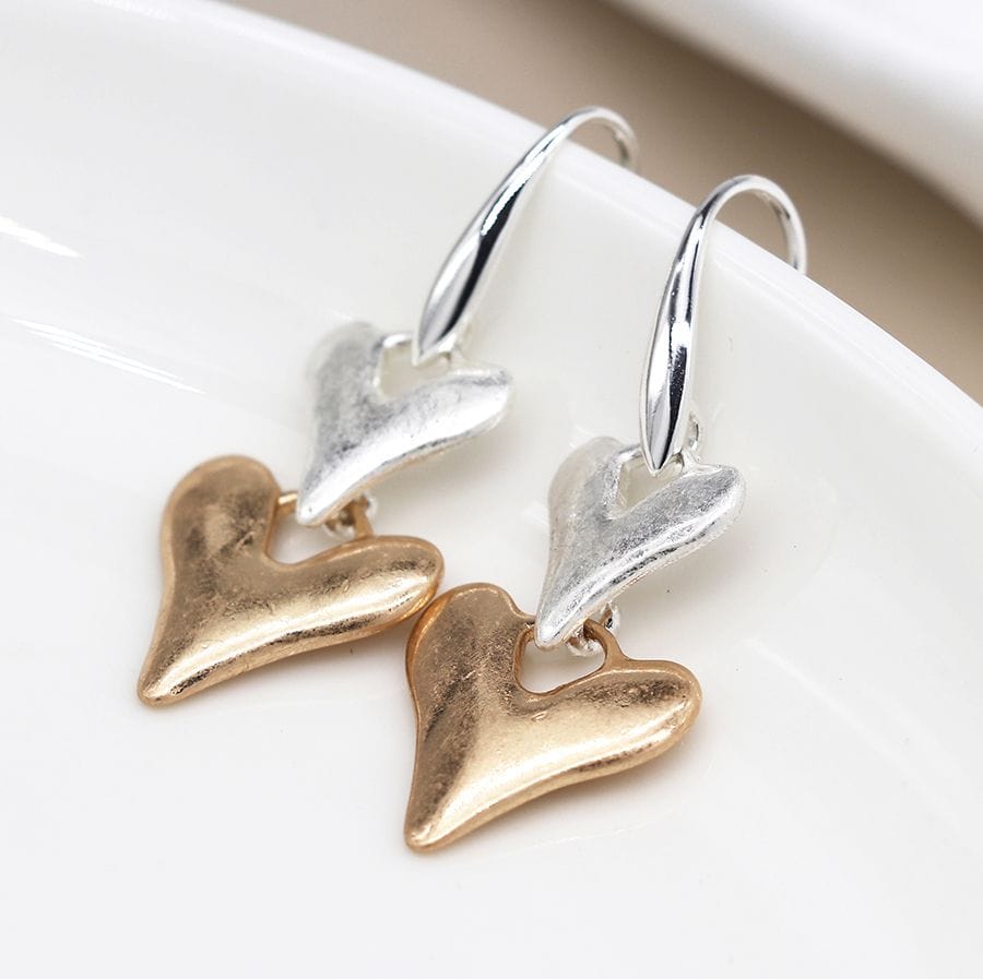 Worn Double Hearts Droplet Earrings By POM 04206 POM
