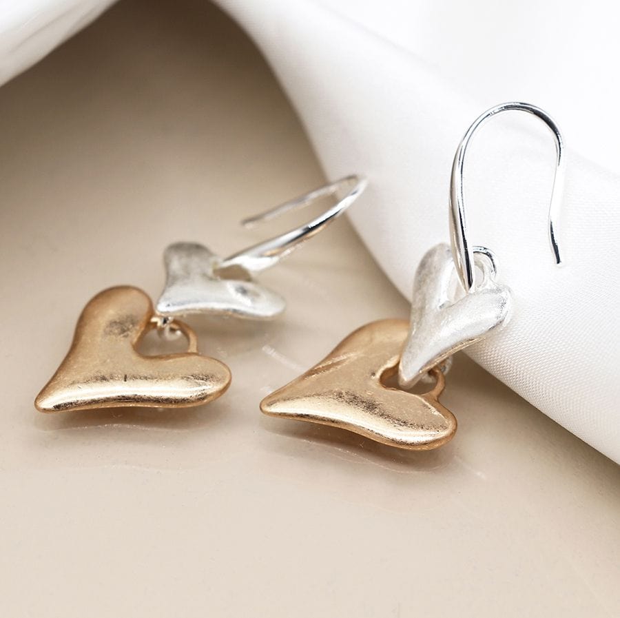 Worn Double Hearts Droplet Earrings By POM 04206 POM