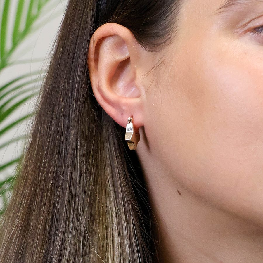 Worn Gold Chunky Star Creole Hoop  Earrings By POM 04516 POM