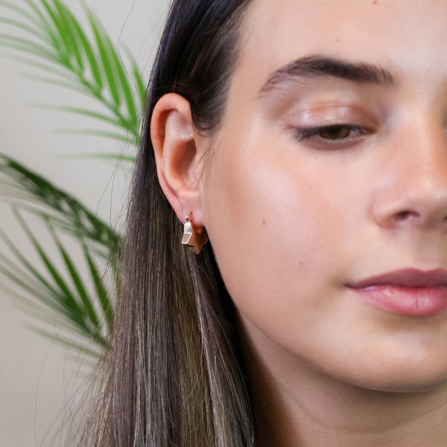 Worn Gold Chunky Star Creole Hoop  Earrings By POM 04516 POM