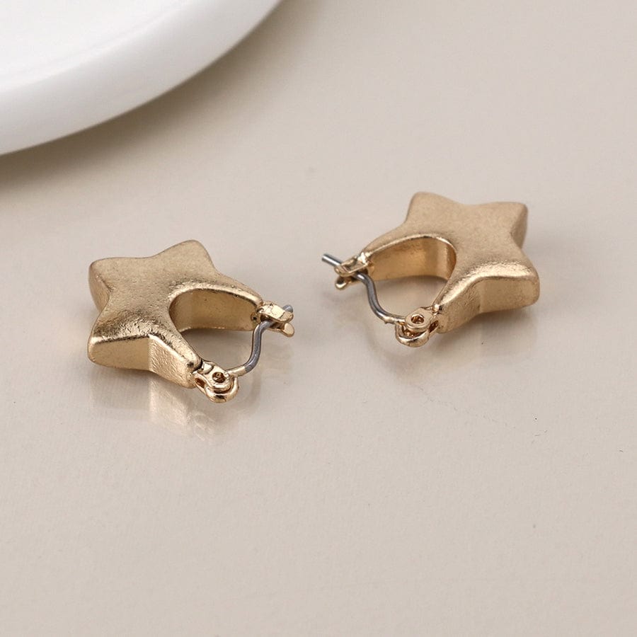 Worn Gold Chunky Star Creole Hoop  Earrings By POM 04516 POM