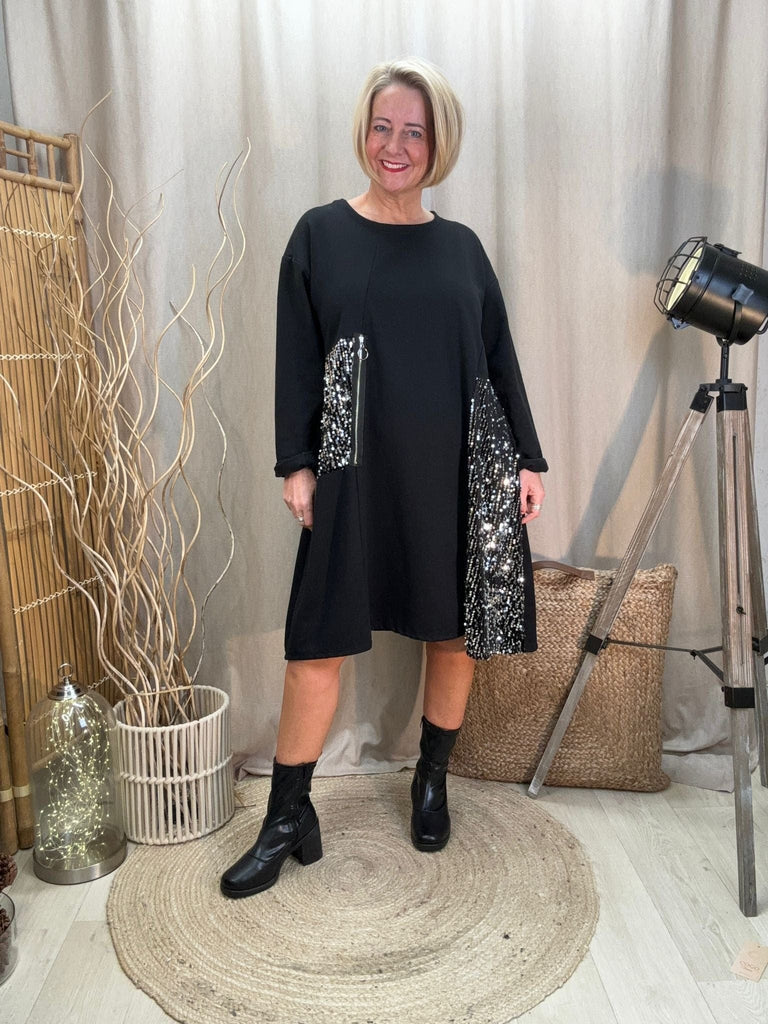 Zip & Sequin Insert Cocoon Tunic Dress Be You Lifestyle Boutique