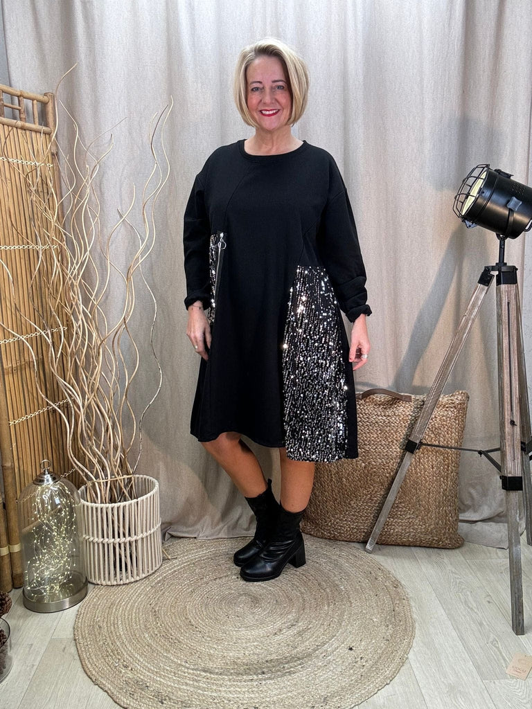 Zip & Sequin Insert Cocoon Tunic Dress Be You Lifestyle Boutique