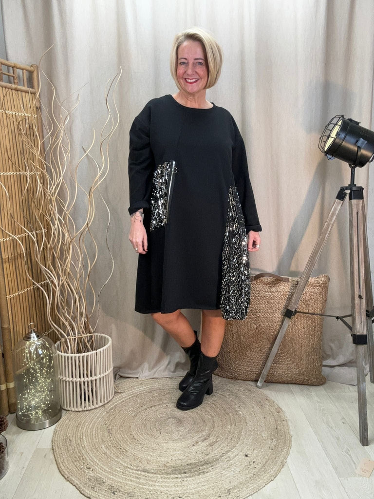 Zip & Sequin Insert Cocoon Tunic Dress Be You Lifestyle Boutique