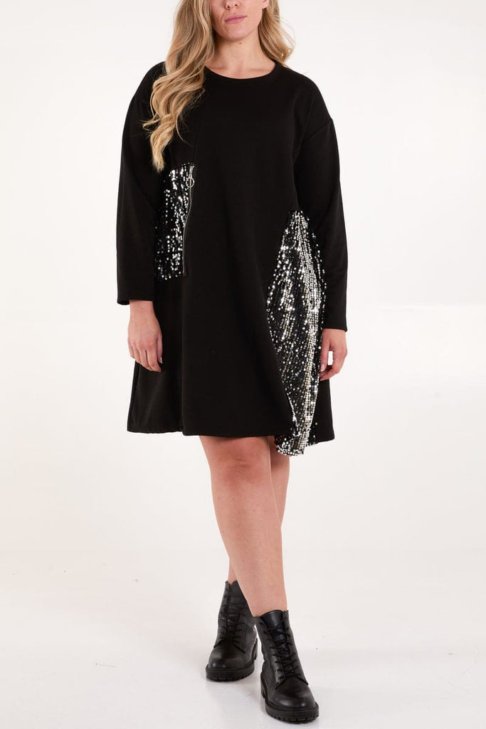 Zip & Sequin Insert Cocoon Tunic Dress Be You Lifestyle Boutique