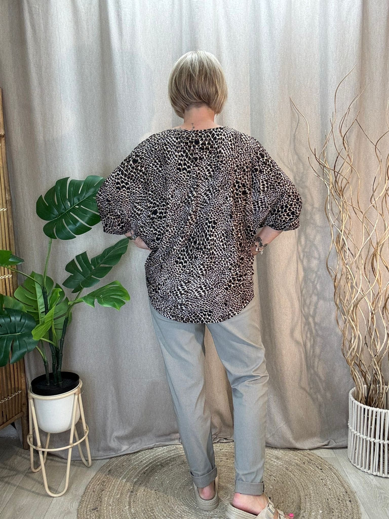 Zip V Neck Leopard Print Top Be You Lifestyle Boutique One Size
