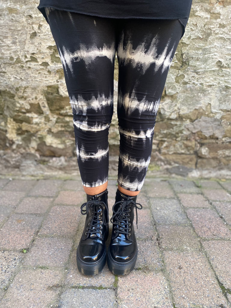 Grungey Tie Dye Super Smooth Leggings Be You Lifestyle Boutique 1 / Black & White